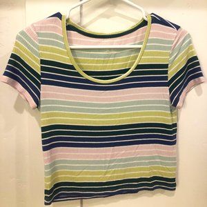 American Eagle AE Relaxed Fit Knit Tee with Stripes Size S